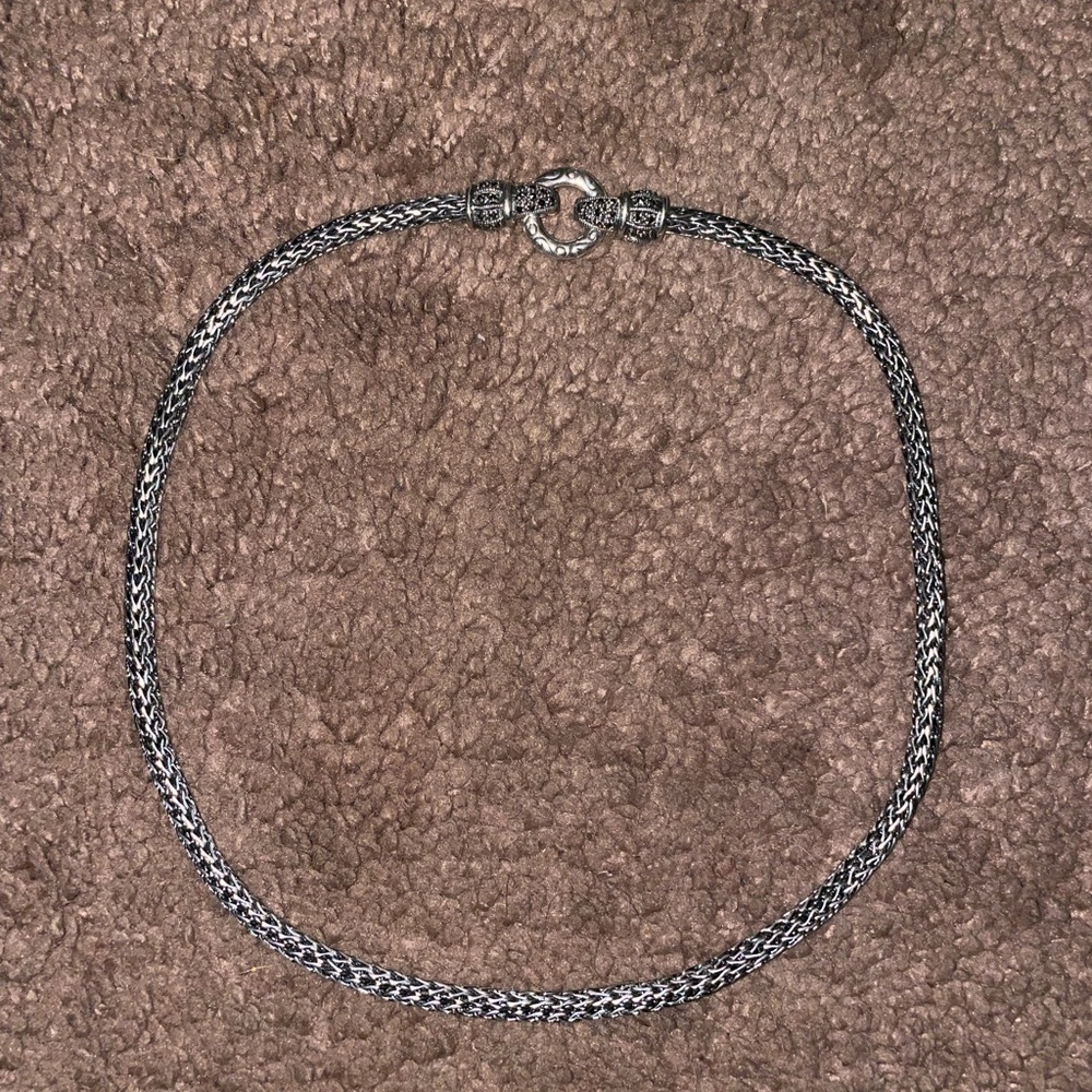 Sterling Silver Rope Chain Necklace with Decorative Clasp